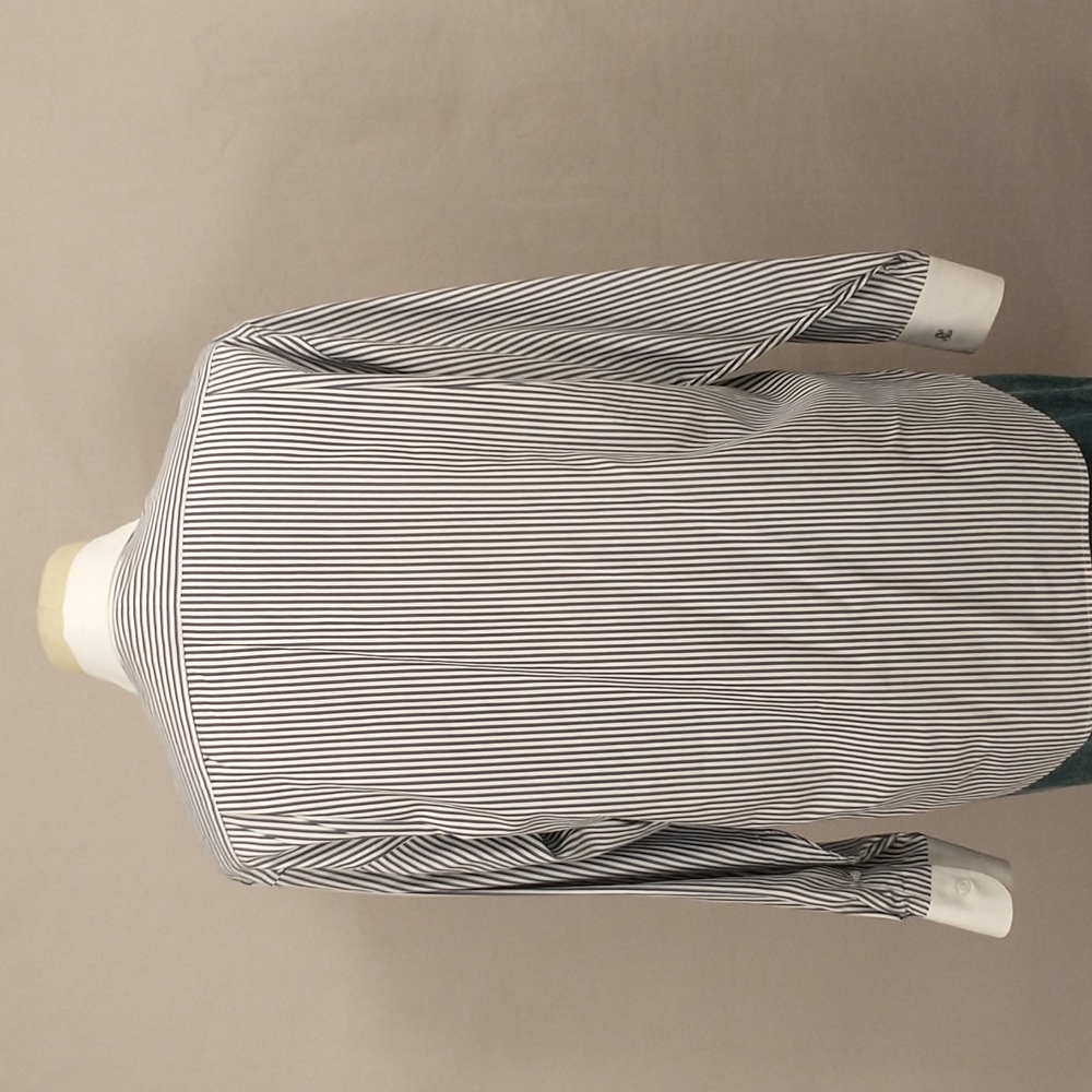 White Collar Blue Pinstripe Button Down Shirt Ralph Lauren Blue Polo Quality - Picture 4 of 9